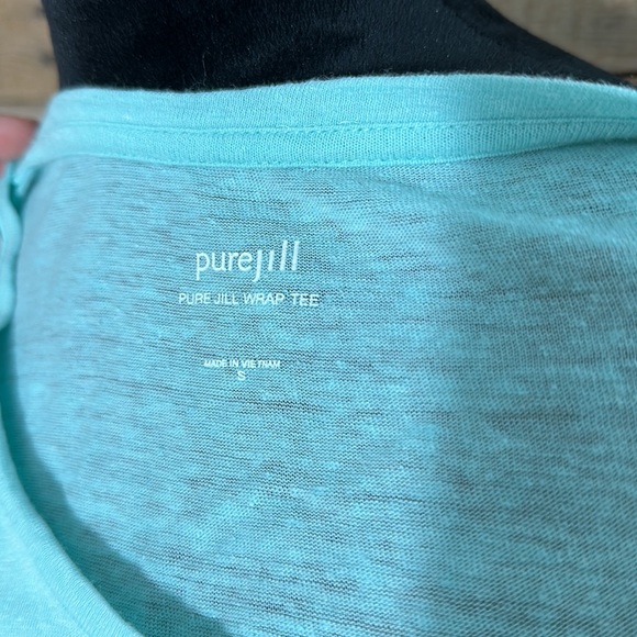 J. Jill Women’s Aquamarine Short Sleeve Summer Wrap Top - Picture 4 of 4